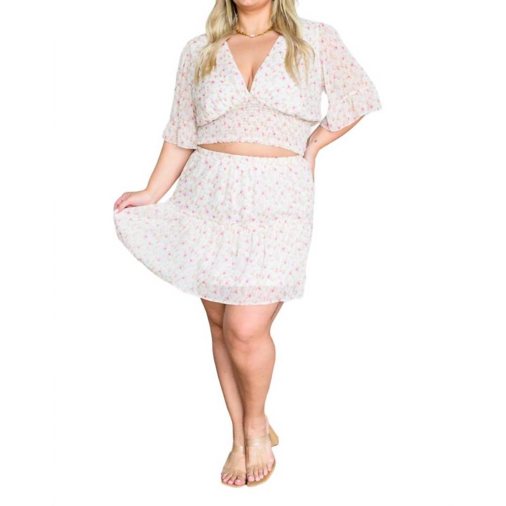 NEW GEEGEE city sweethearts floral skirt set in pink